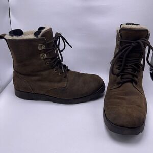 UGG Australia Hannen Suede Boots Mens Size 12 Brown Shearling Vibram 1003623